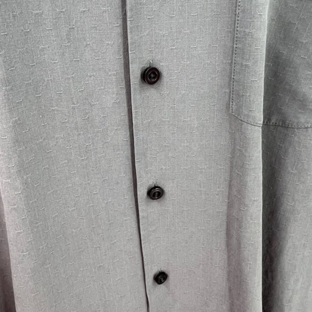 Tommy Bahama 100% textured silk orginal fit gray blue button front shirt XL - Picture 8 of 12